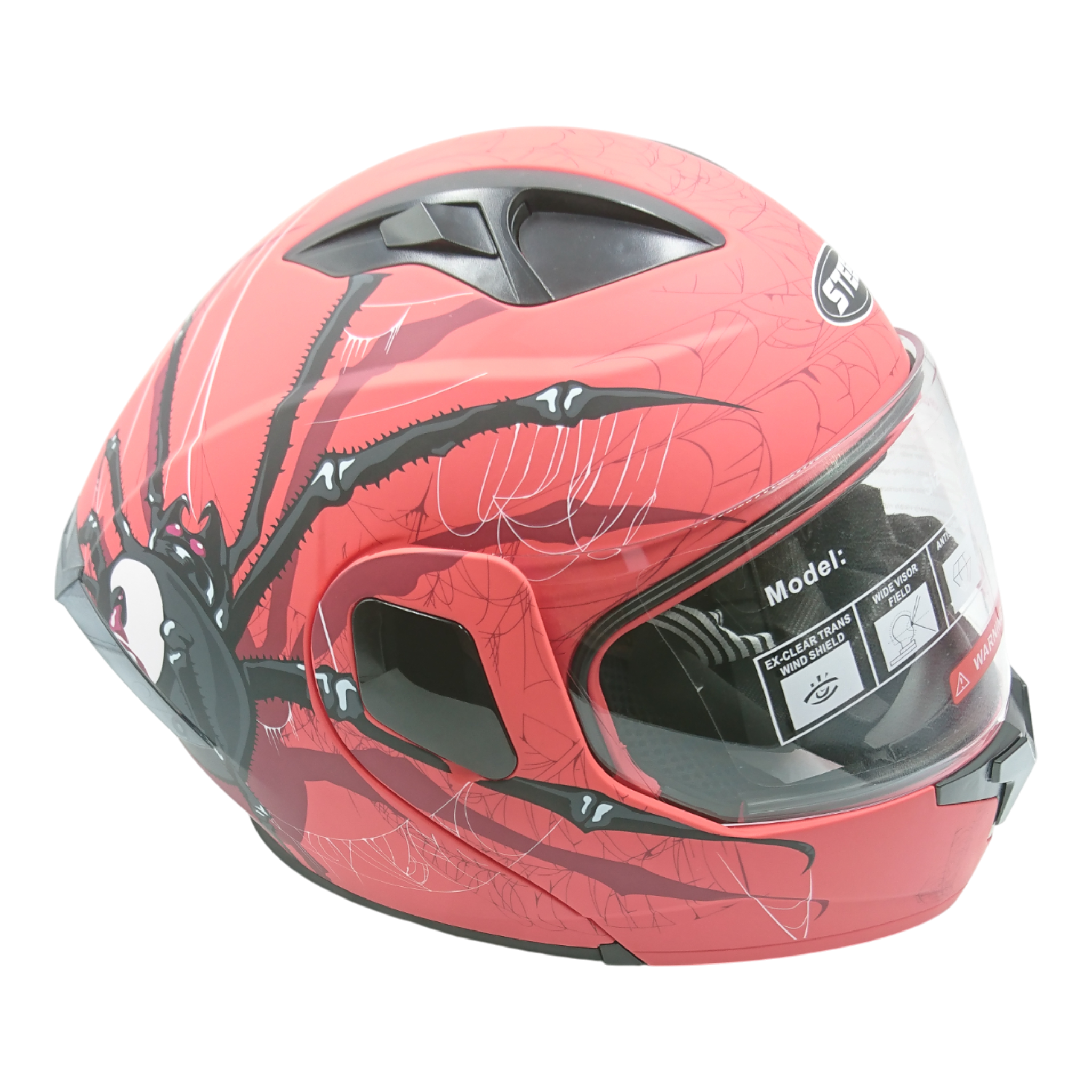 Casco marca Steel Abatible, modelo araña, color rojo, varias tallas.