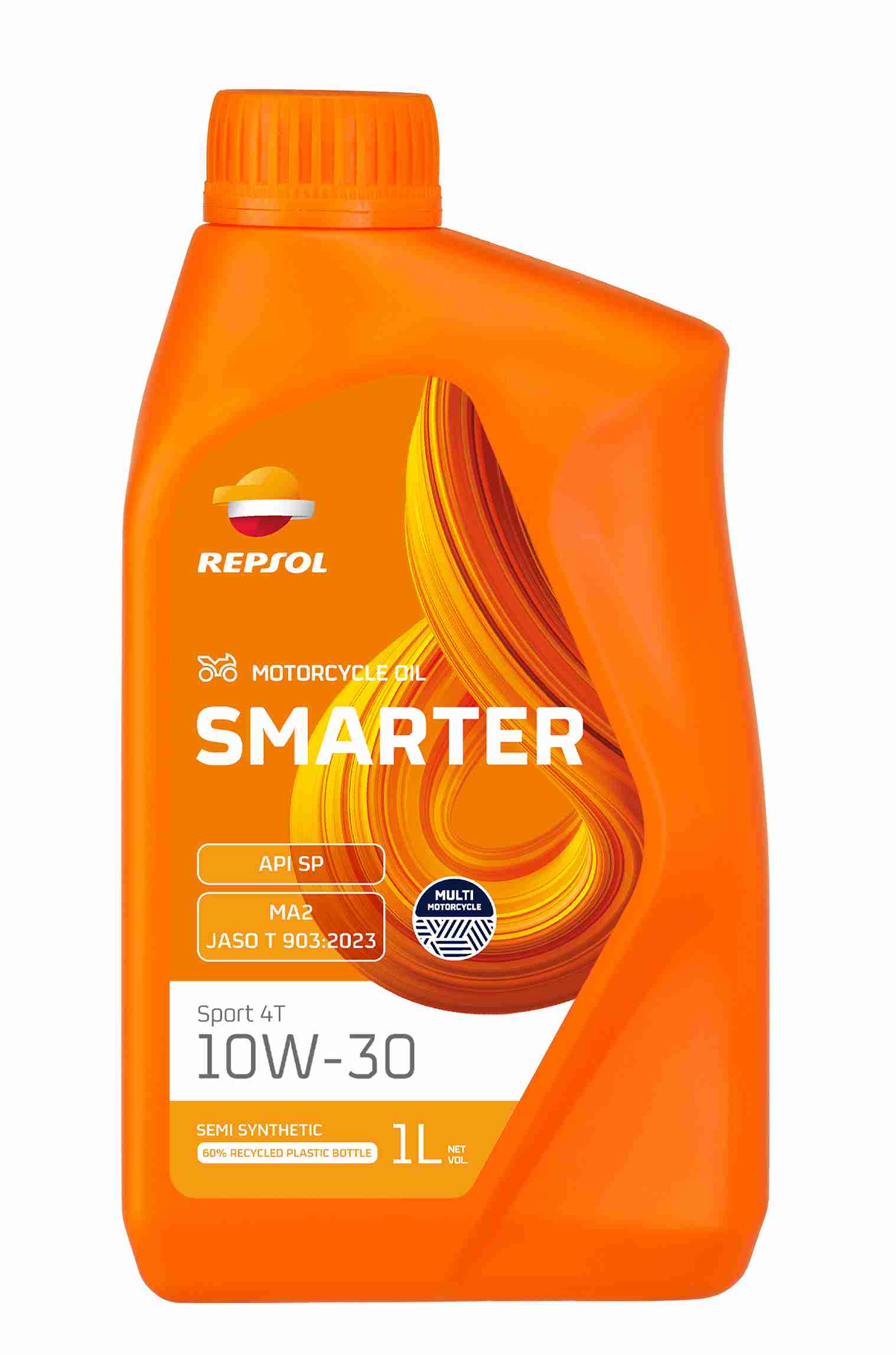 Aceite para motocicleta Repsol Smarter 10W-30, semi sintético 1L