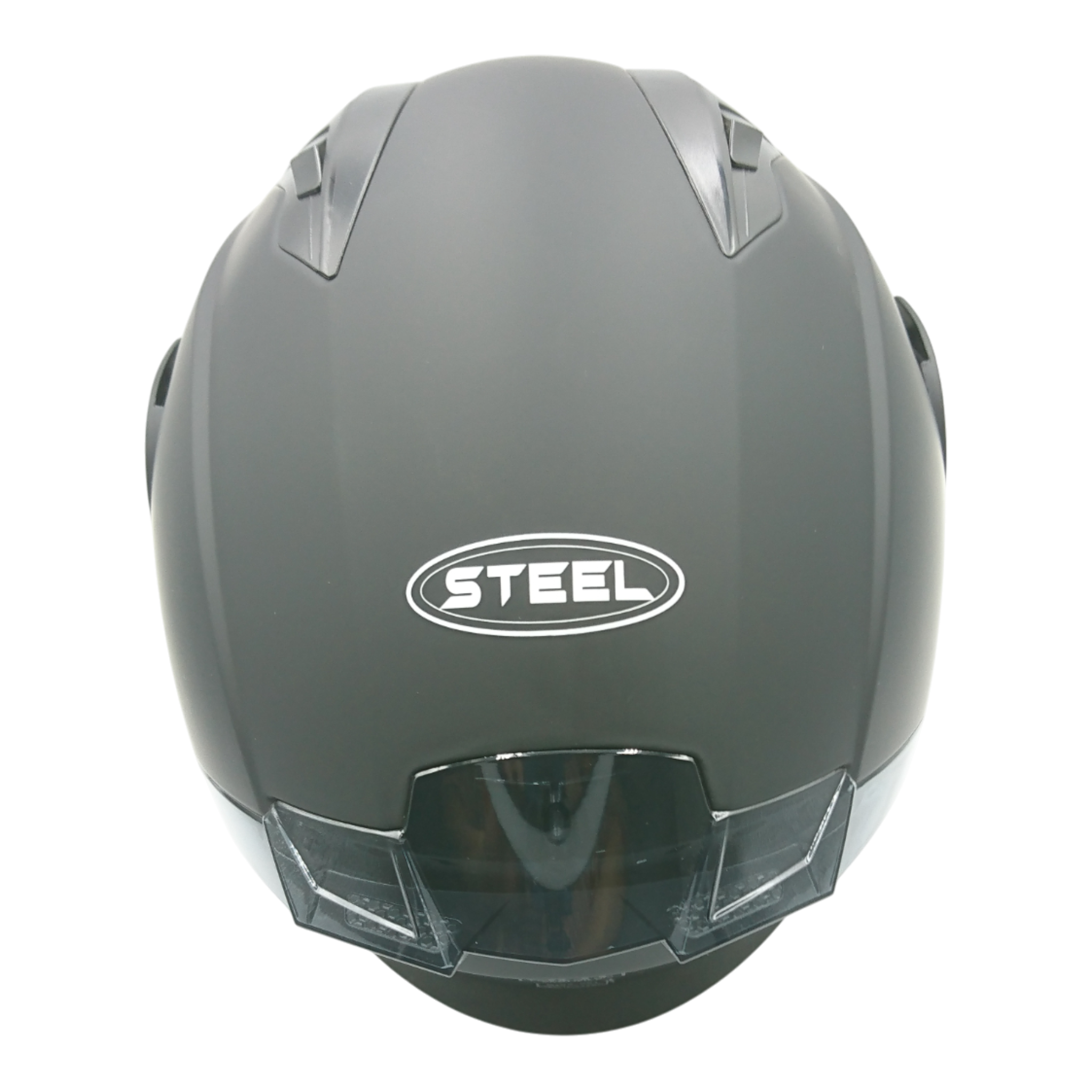 Casco marca Steel Abatible, liso, color negro mate varias tallas.