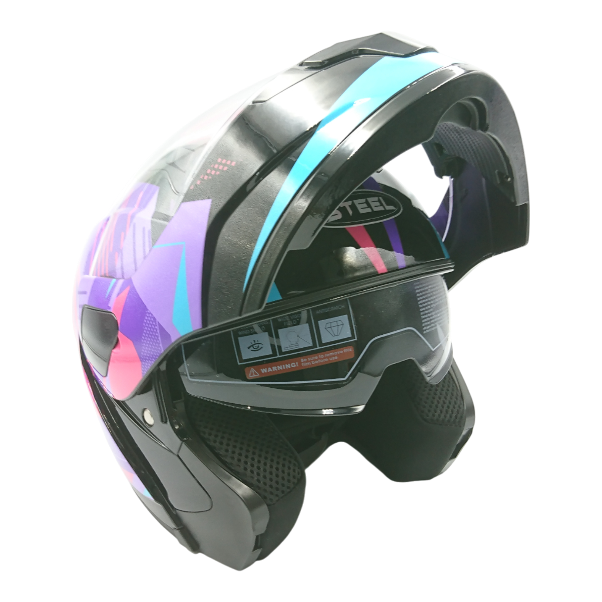 Casco marca Steel Abatible,multicolor, talla S.