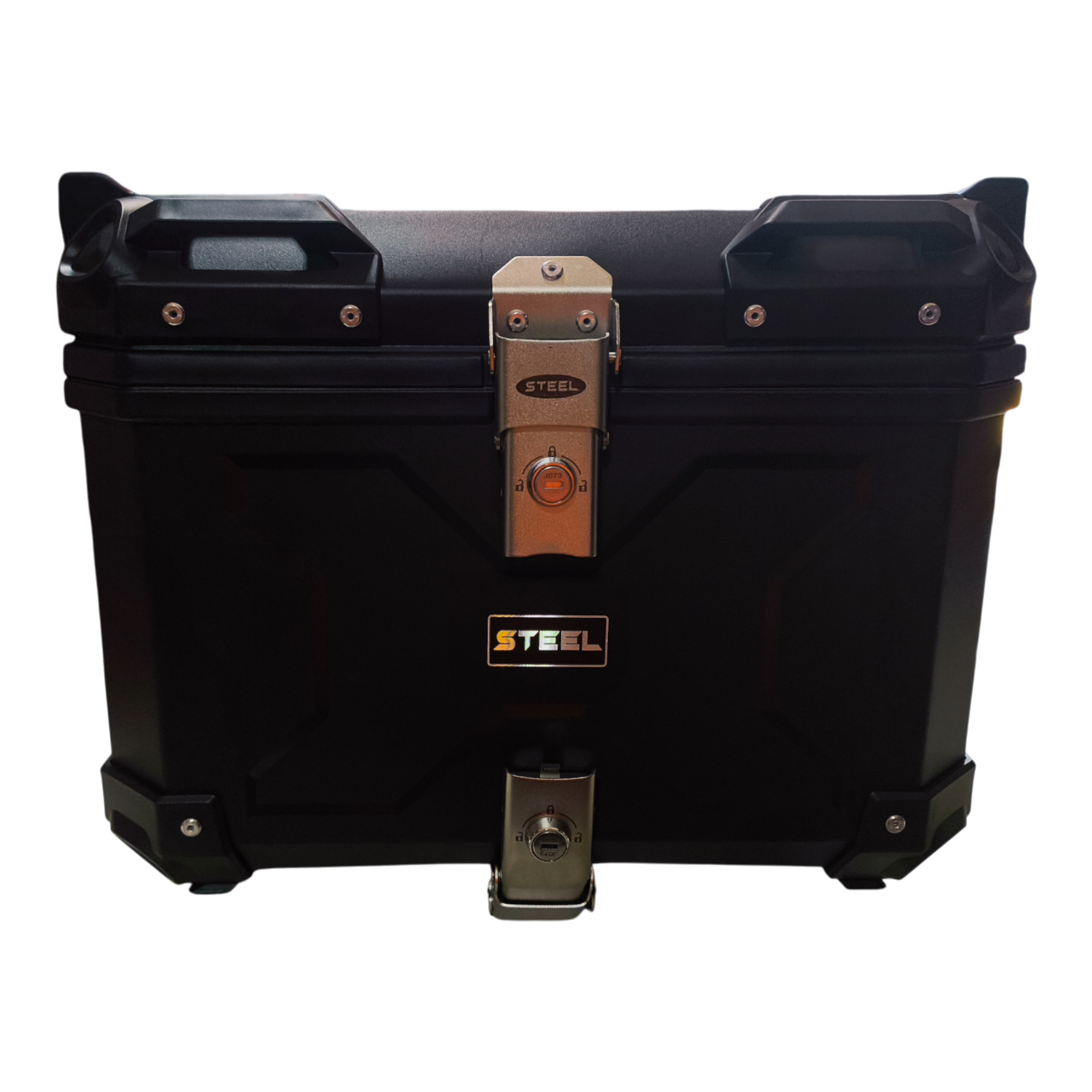 Caja maletera de 45L de plástico, incluye tornillería, marca Steel