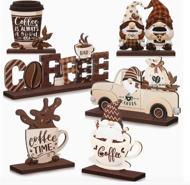 6 Decoraciones de tema de café en madera