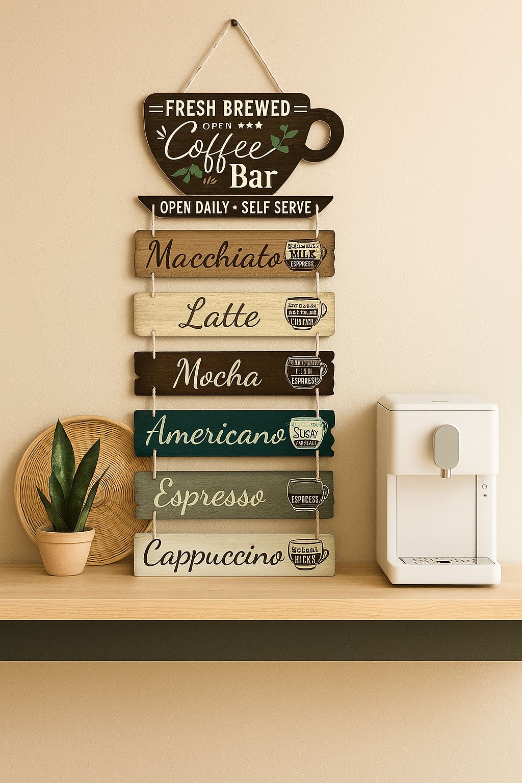 Cartel decorativo de café con las diferentes estilos de presentación del Café