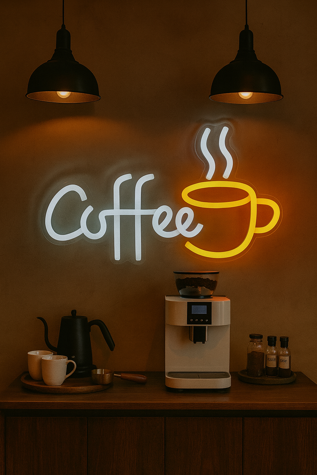 Letrero de neón café