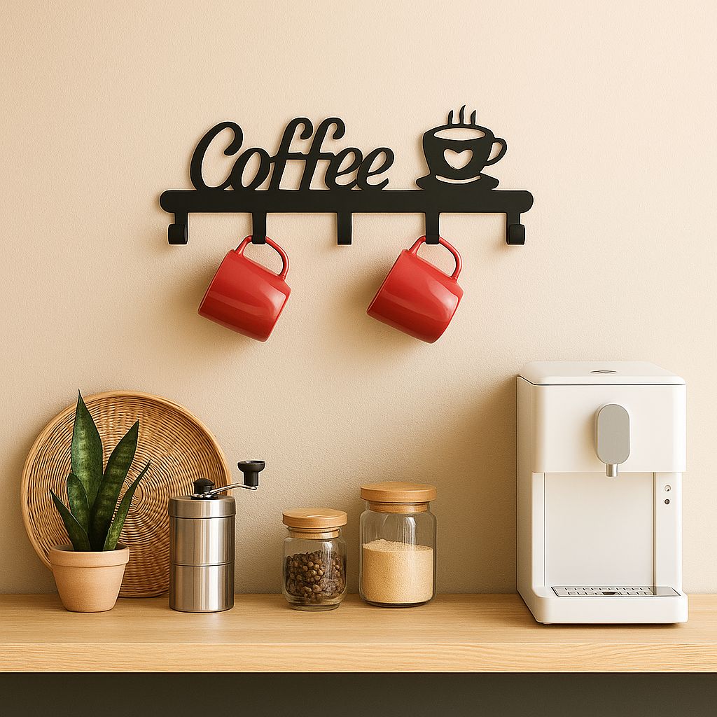 Soporte para tazas con diseño de café