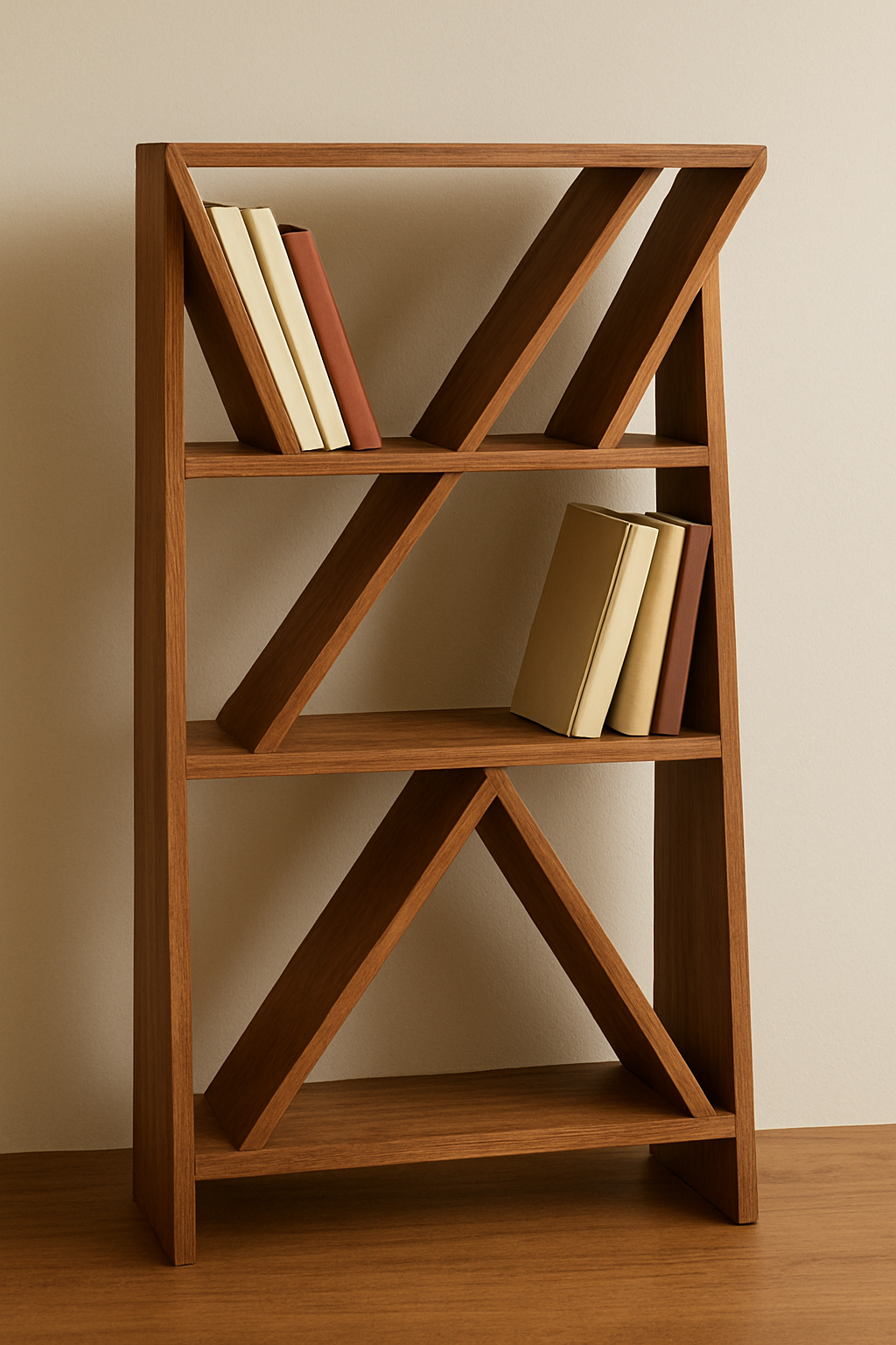 Geometric Wooden Bookshelf