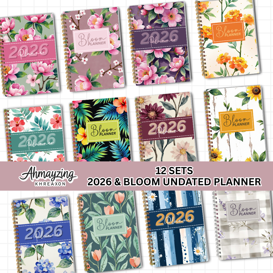 12 Sets 2026 & Bloom Undated Planner — Editable Canva Template (Rebrand & Resell License)