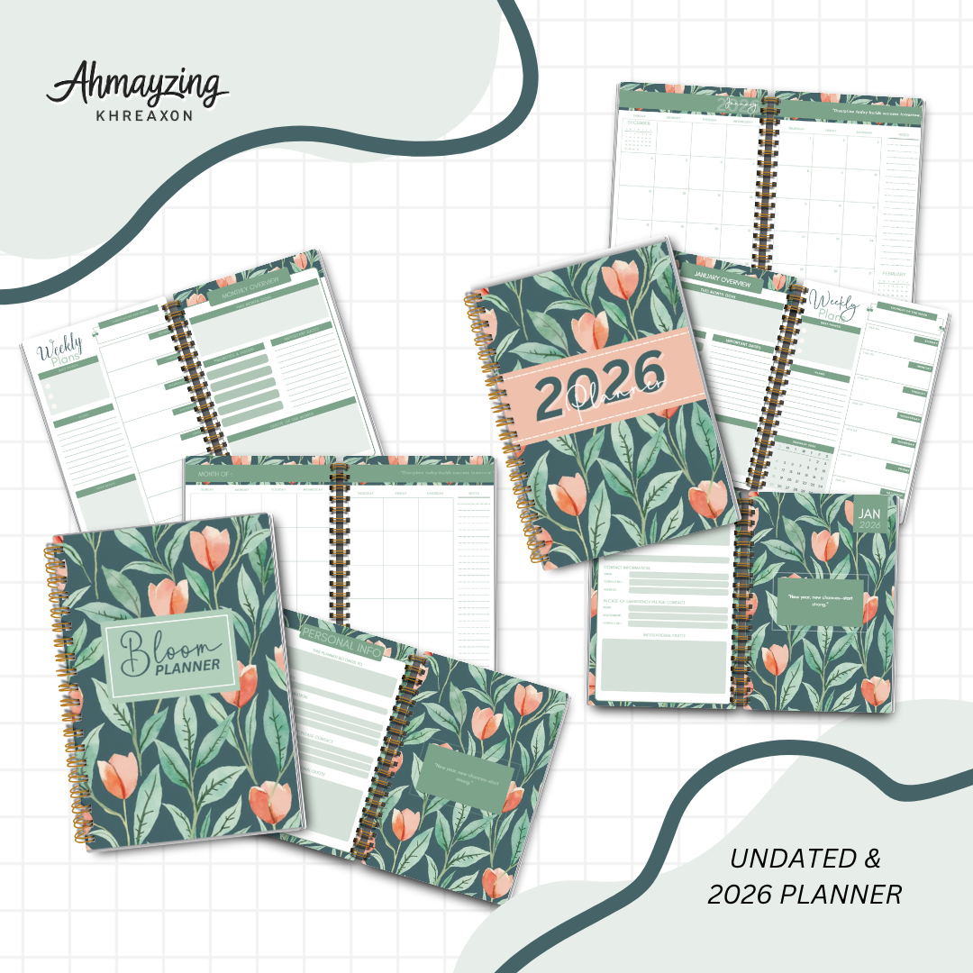 12 Sets 2026 & Bloom Undated Planner — Editable Canva Template (Rebrand & Resell License)