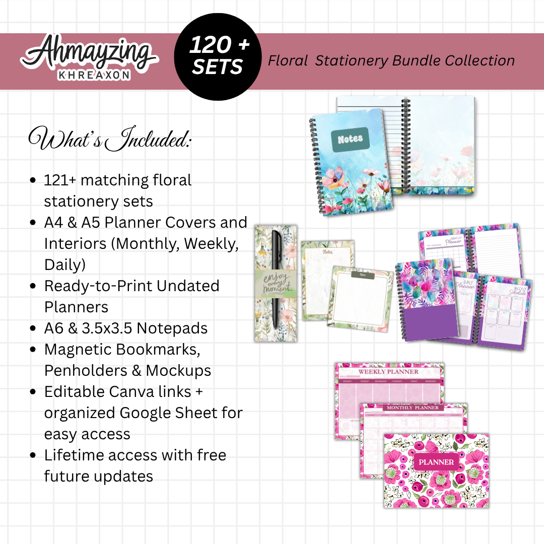 Floral Stationery Bundle Collection (Lifetime Access | Yearly Free Update)