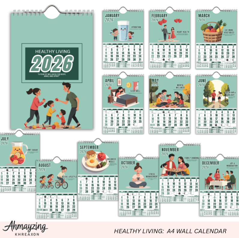 2026 Healthy Living A4 Wall Calendar