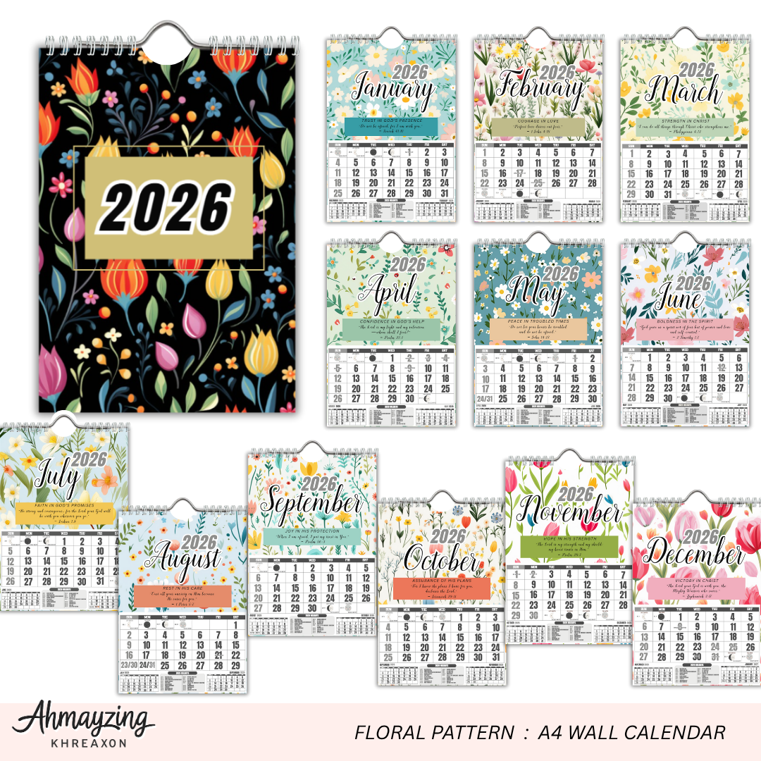 8 Themes A4 Wall Calendars 