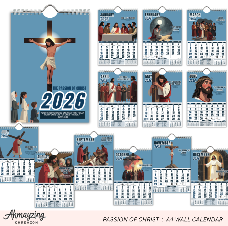 2026 Passion of Christ Wall Calendar – A4 Size