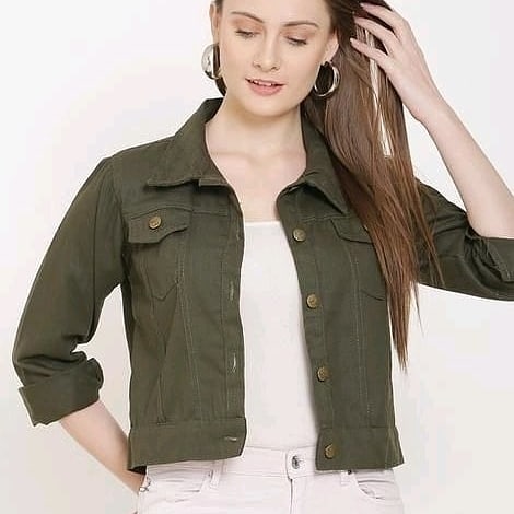 Women's Olive Green Denim Jacket