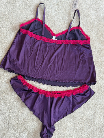 Purple Satin Lingerie Set