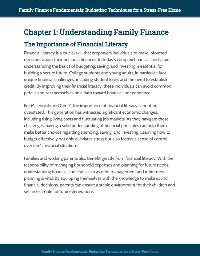 [e-book] Financial Wisdom: Family Finance Fundamentals: Budgeting Techniques for a Stress-Free Home