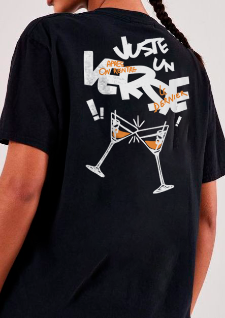 T-shirt noir 'Juste un dernier verre'