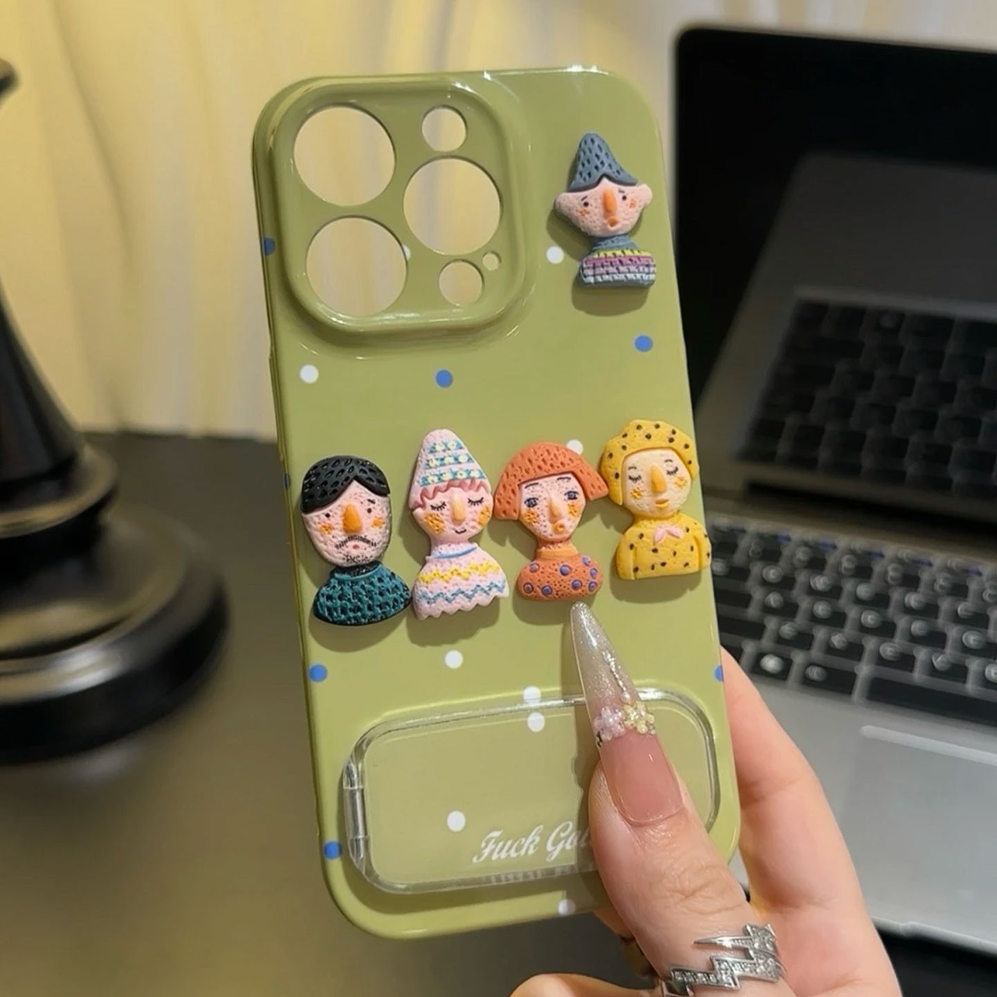 Cute Cartoon  3D cute kid  Phone Case with  mirror holder 