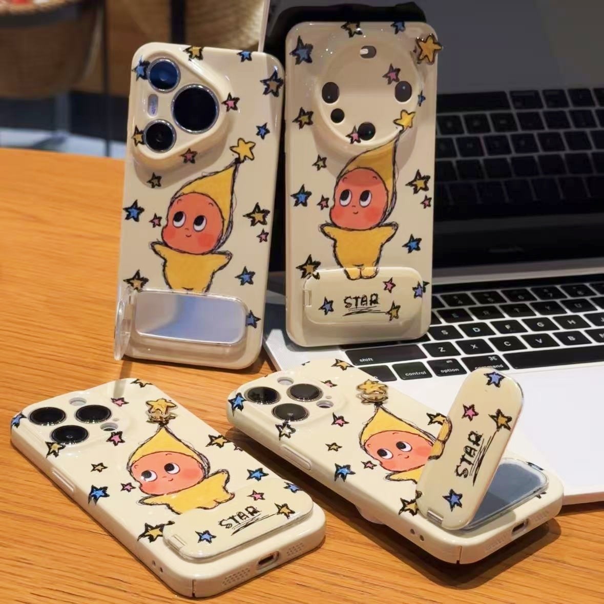 Cute Cartoon Star baby Phone Case hand free with holder 