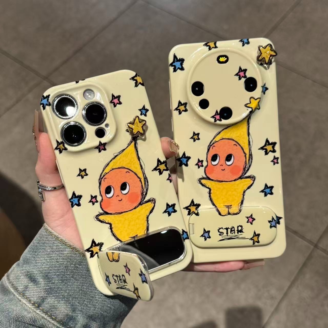 Cute Cartoon Star baby Phone Case hand free with holder 