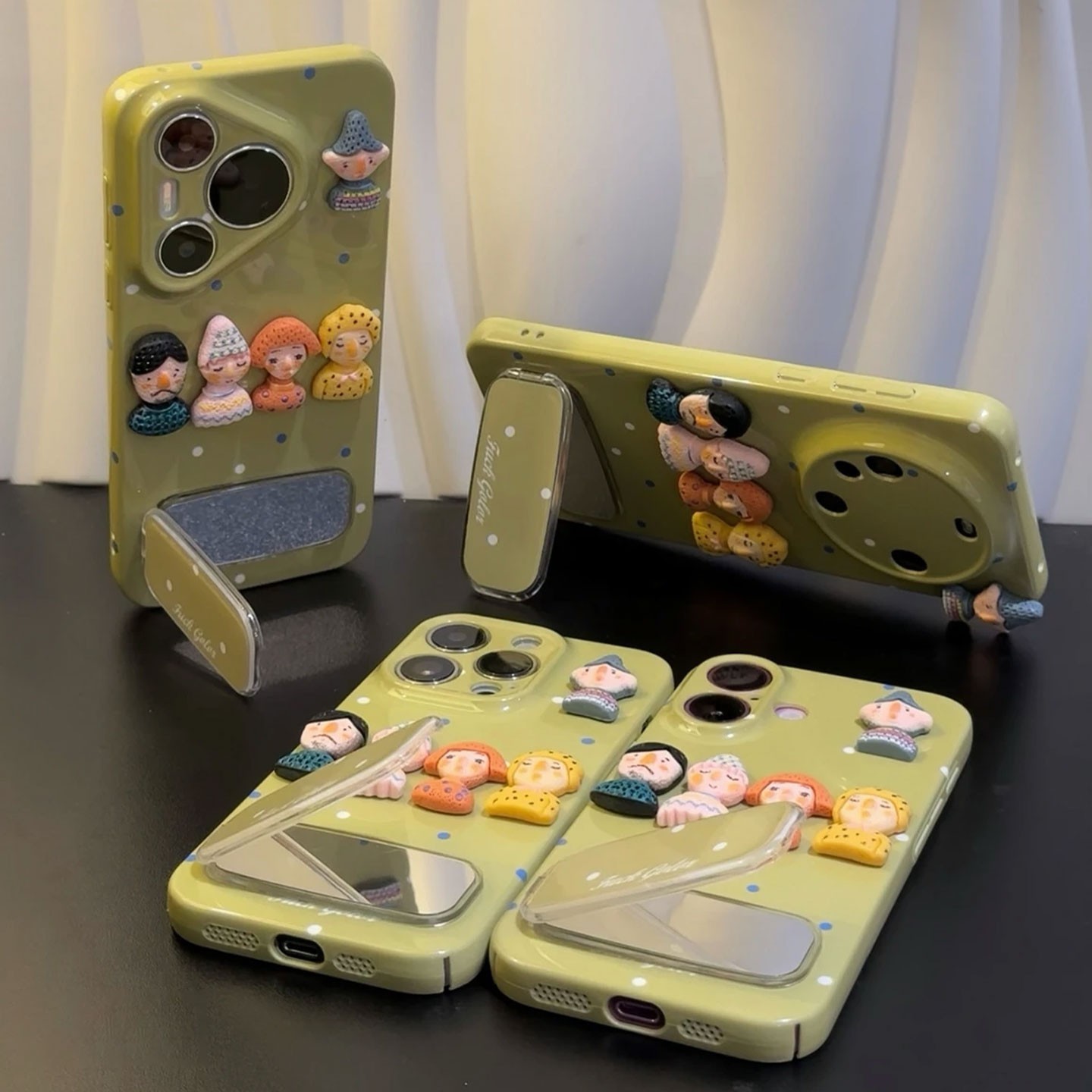 Cute Cartoon  3D cute kid  Phone Case with  mirror holder 