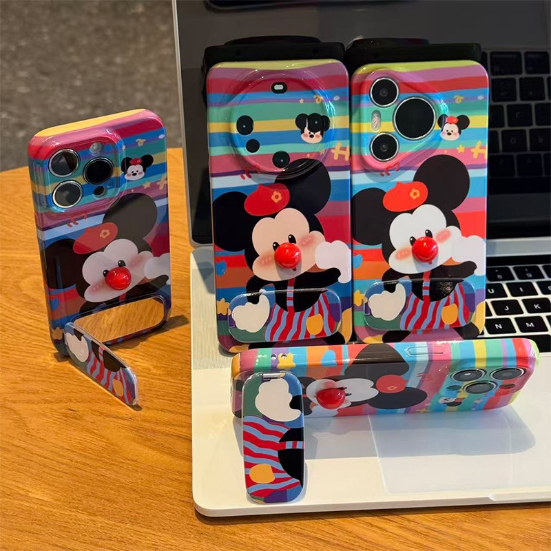 3D Cartoon Mouse Phone Case (Mickey-Inspired) with Mirror Grip & Stand
