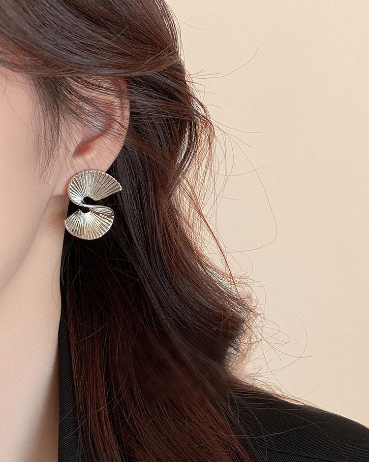 Modern Silver Clip On  Painless Earrings for non-Pierced Ears