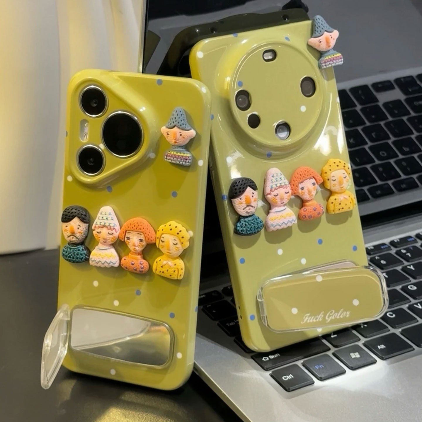 Cute Cartoon  3D cute kid  Phone Case with  mirror holder 