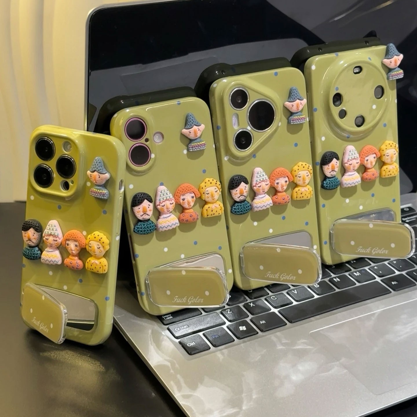 Cute Cartoon  3D cute kid  Phone Case with  mirror holder 