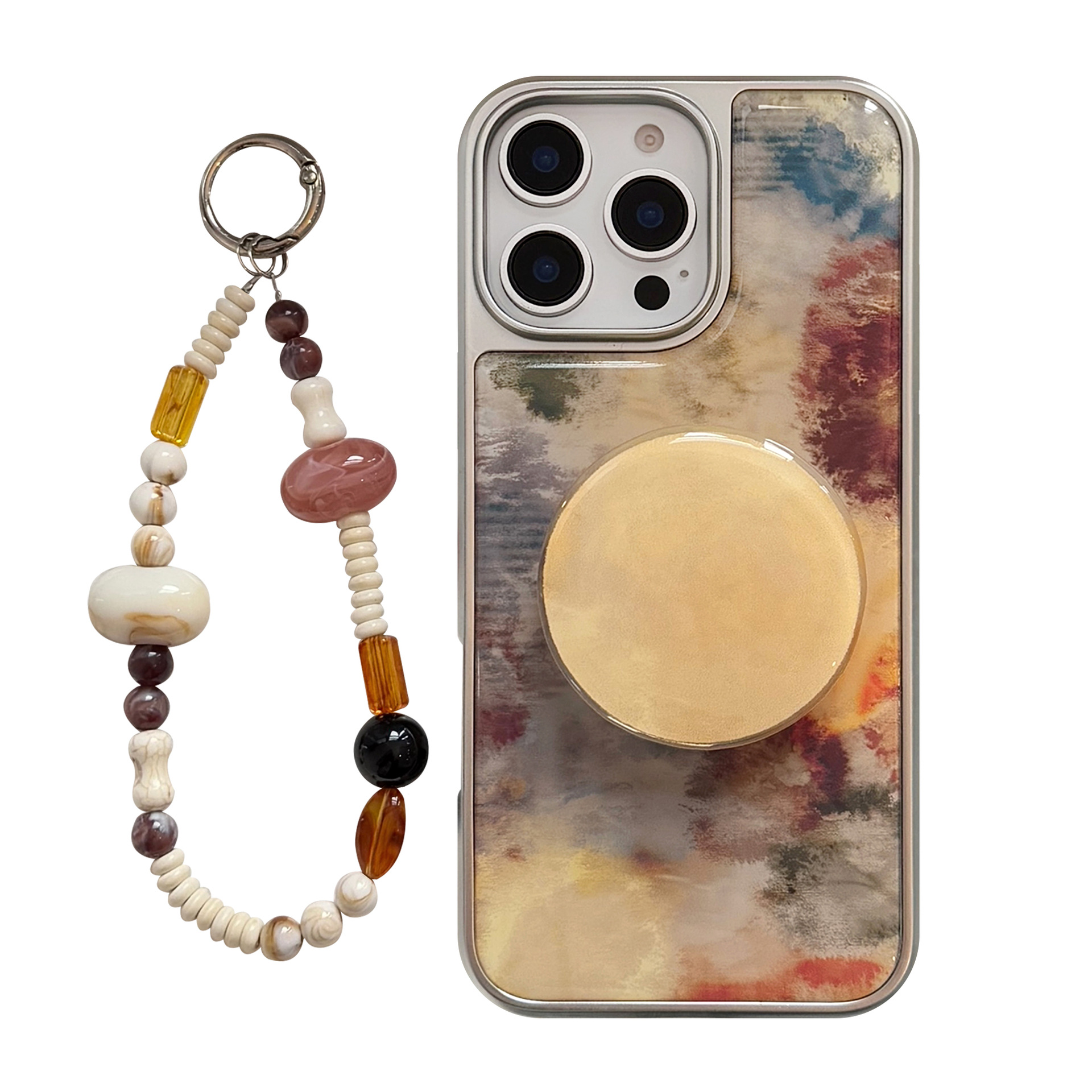 Amber Vintage Style Phone Case with Beaded Strap for iPhone 13/14/15/16/17 
