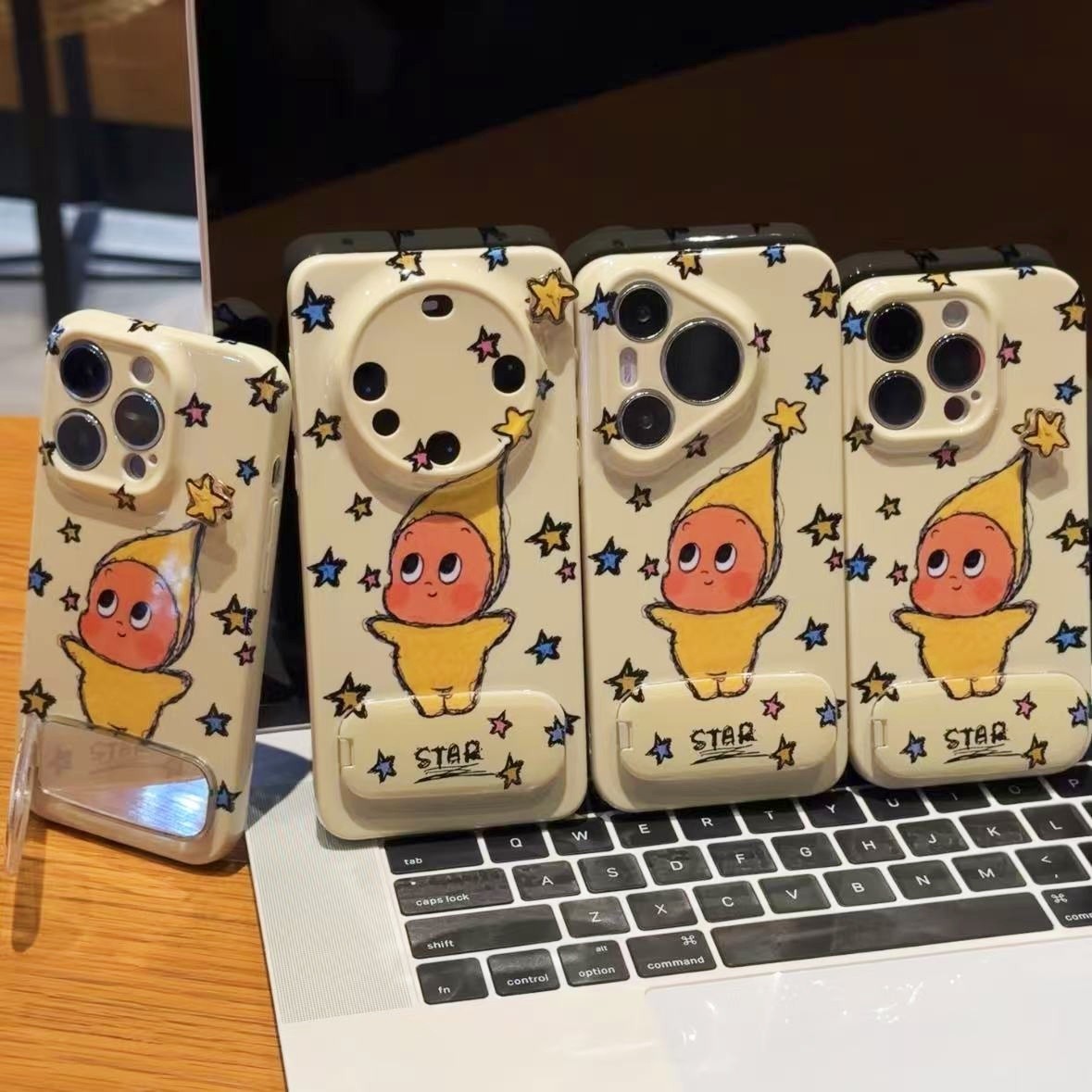 Cute Cartoon Star baby Phone Case hand free with holder 