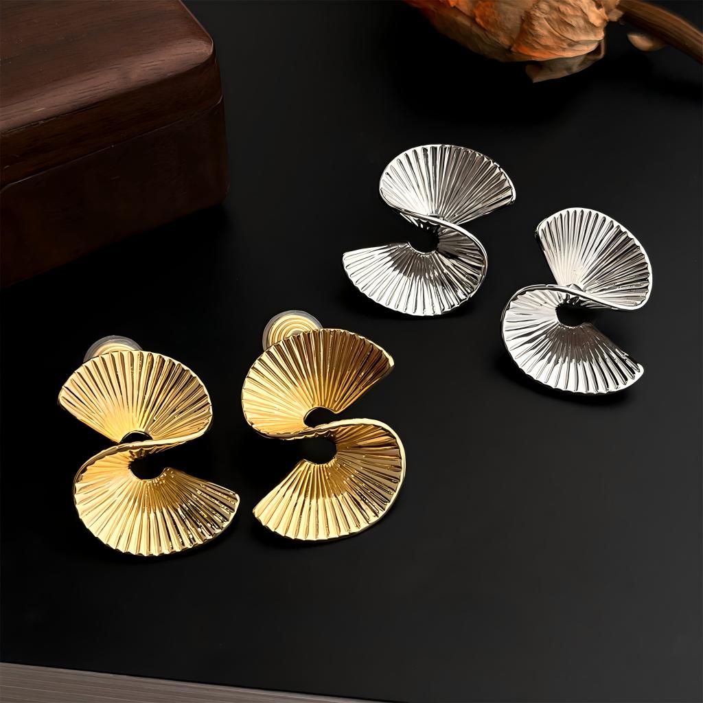 Modern Silver Clip On  Painless Earrings for non-Pierced Ears