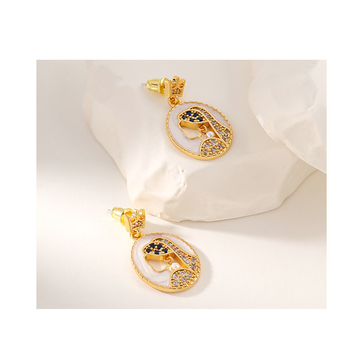 Girl with a Pearl Earring Inspired Earrings, 925 Sterling Silver Enamel Dangle Earrings, French Elegant Vintage Style