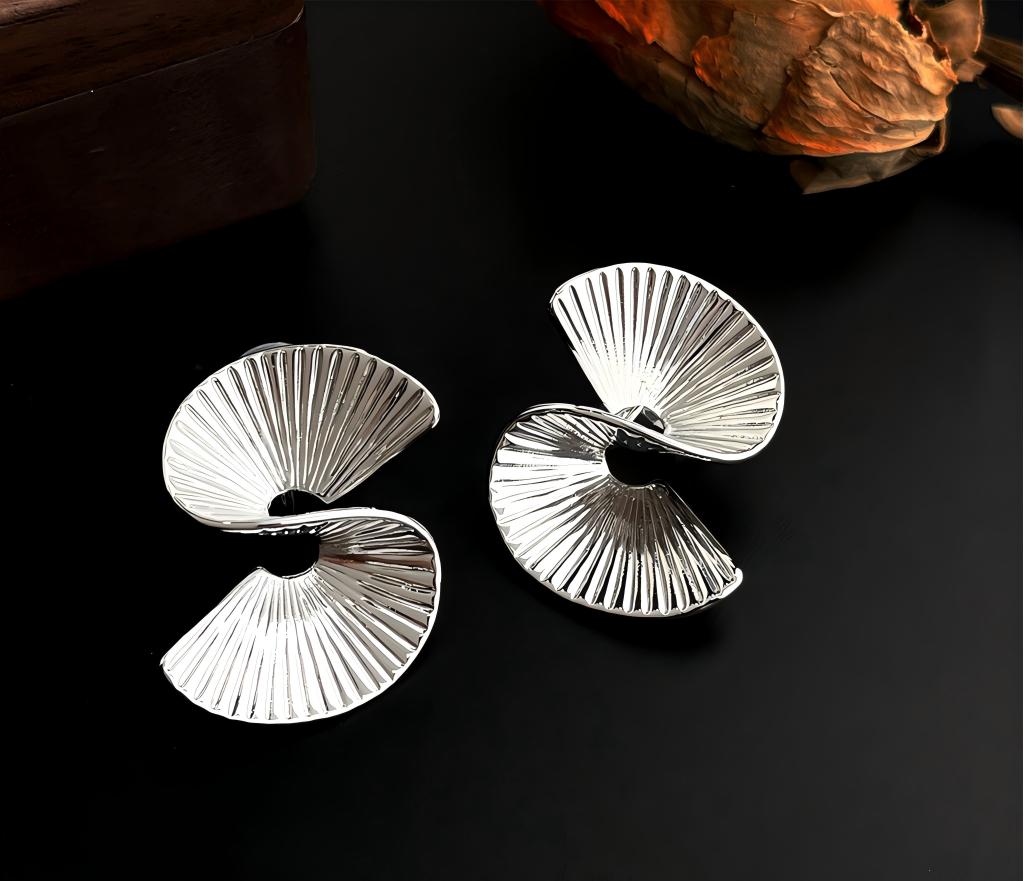 Modern Silver Clip On  Painless Earrings for non-Pierced Ears