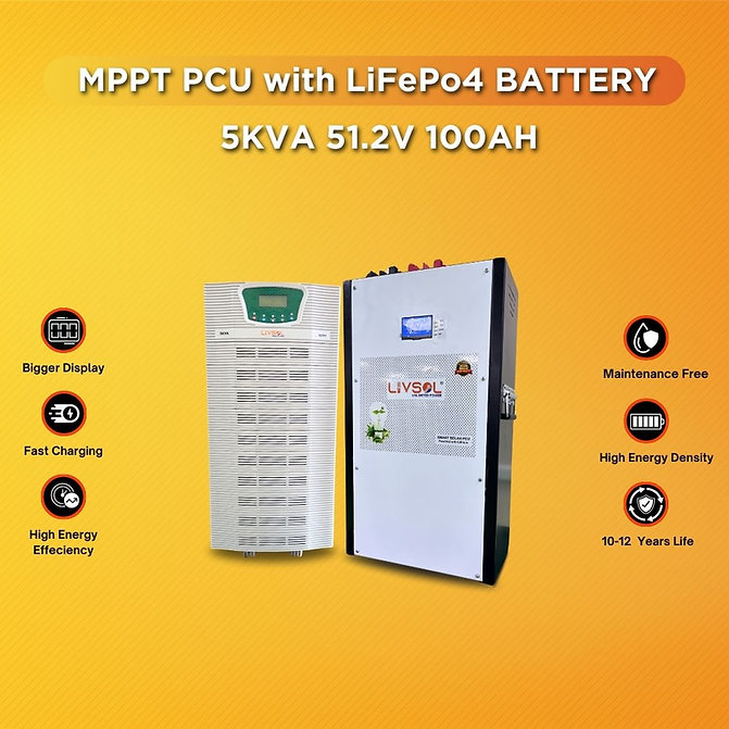 5KVA Solar MPPT Inverter with 51.2V 100Ah LiFePo4 Battery