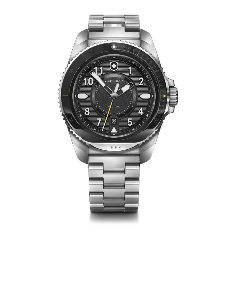 Victorinox Swiss Army Men's Watch שעון Journey 1884  241981 ויקטורינוקס שוויץ אוטומטי רצועת מתכת לוח שחור 43 מ”מ