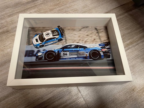 Bilderrahmen weiß mit Audi R8 LMS GT3 Evo II - #54 - Eastalent Racing - Winner 24h Dubai 2024