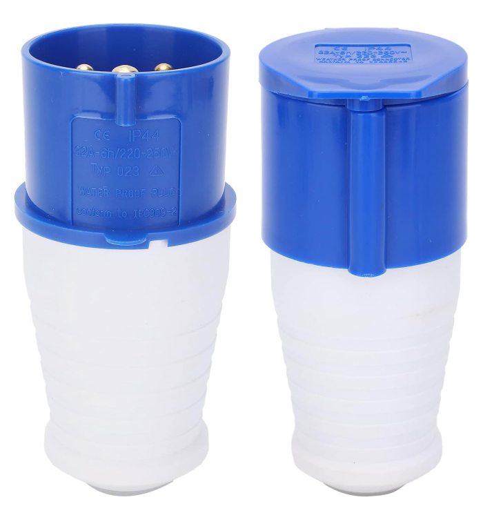 2Pcs 32 Amp Plug, 32Amp Industrial Connector 1‑Phase 3 Pin Industrial Plug