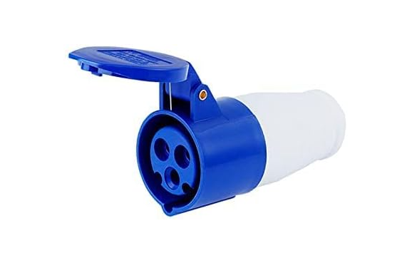 16A 240V 3-Pin Weather Proof Industrial Socket, Dustproof Replacement Socket with Cover, 1 Pack