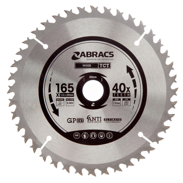  Abracs TCTC16540 Expert TCT Cordless Circular Saw Blade for Wood 165 × 20mm × 40T