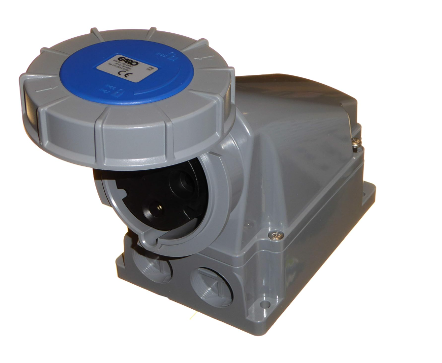 Garo 63A Wall Mount Socket 3 Pin 2P+E Waterproof IP67 Single Phase 63 Amp 230V