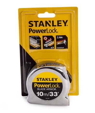 Stanley 0-33-531 Powerlock Metric/Imperial Tape Measure with Blade Armor 10m