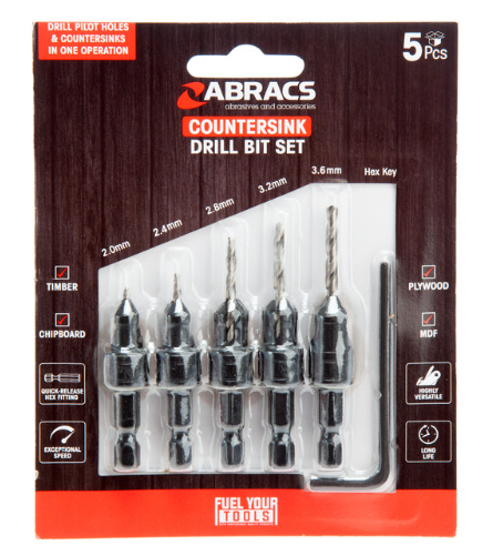 Abracs CSDBSET5 Expert Countersink Drill Bit Set (5 Piece)