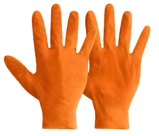 Predator by Ron Mercator Ideall Grip Orange Nitrile Gloves (XL) (Pack of 50)