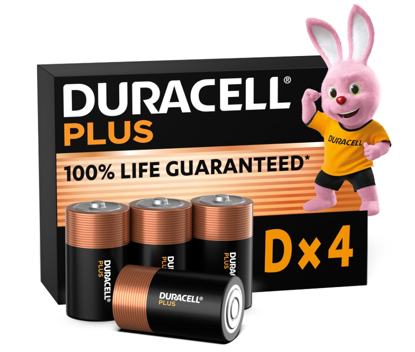 Duracell Plus D Batteries Pack of 4