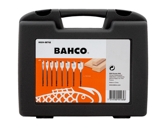  Bahco 9629-SET-8 Flat Drill Bit Set for Wood (8 Piece)