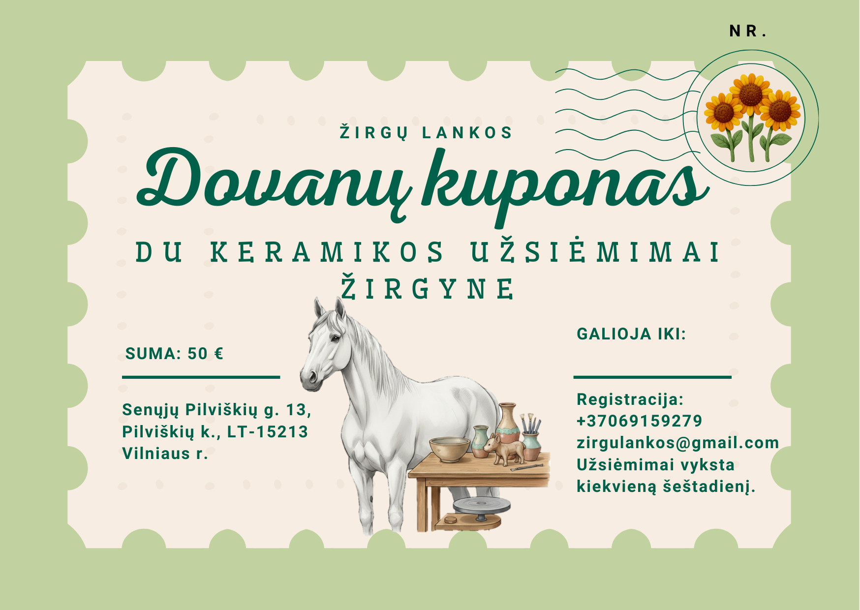 Dovanų kuponas keramikos užsiėmimams