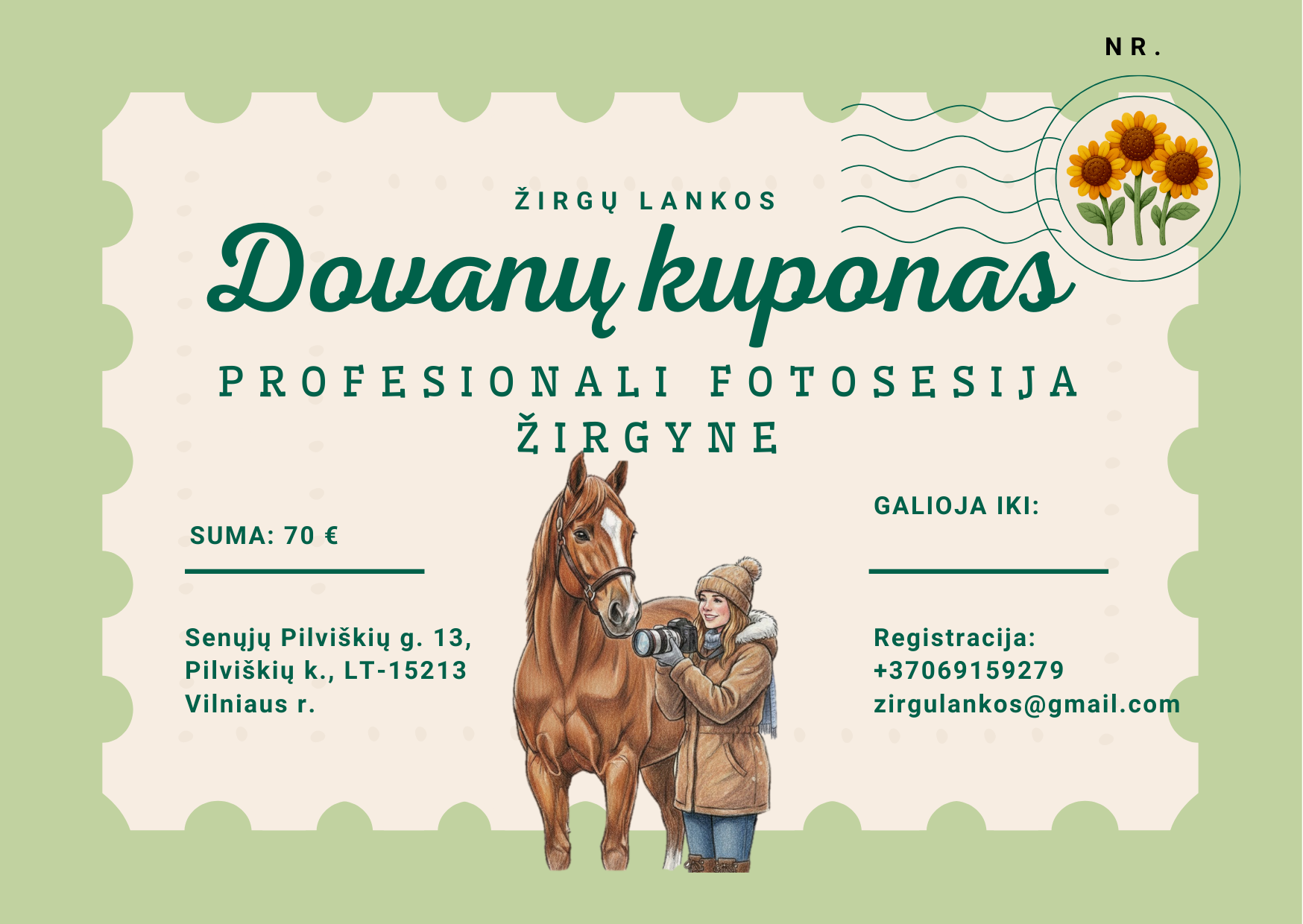 Dovanų kuponas fotosesijai žirgyne