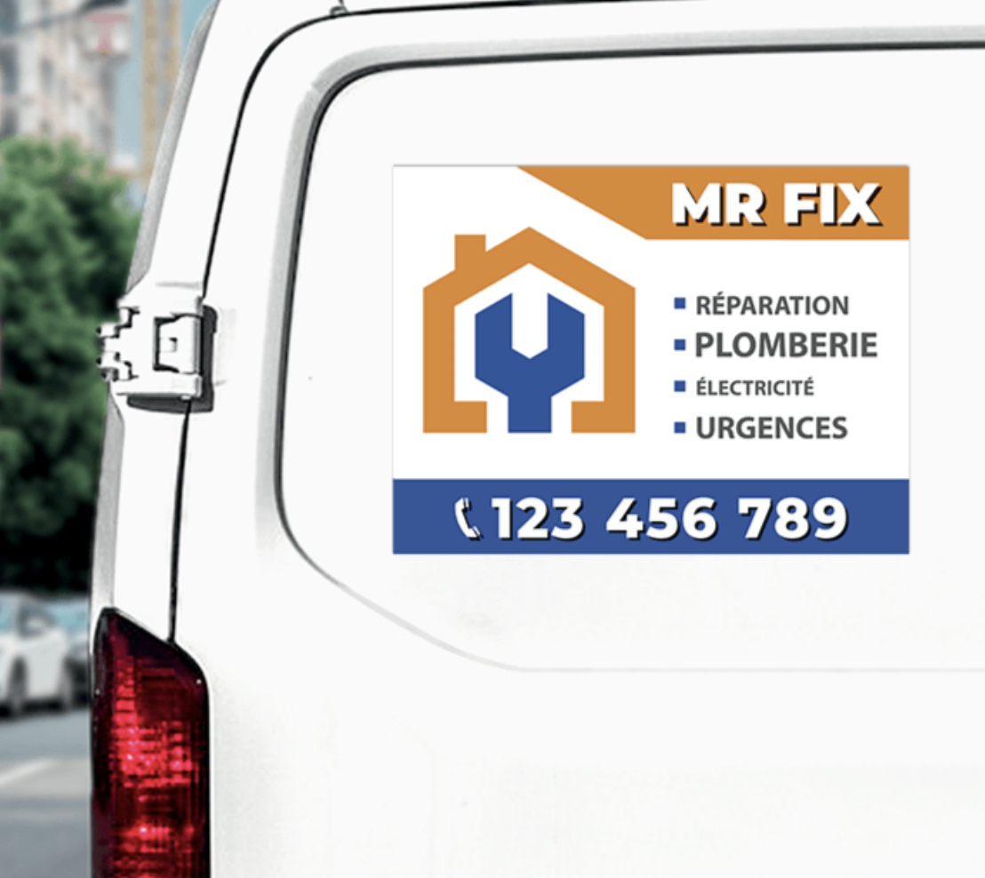 Plaque aimantée véhicule Publicitaire