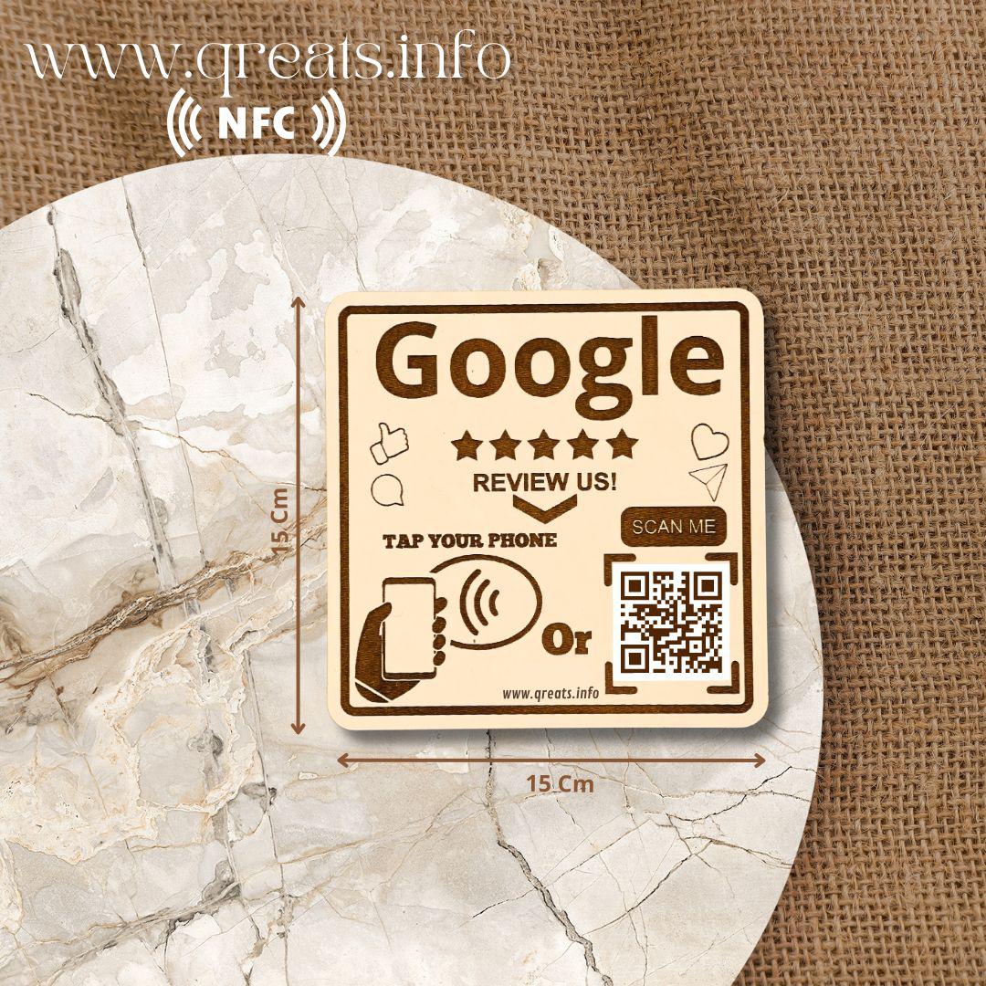 Plaque Google NFC et QR code 15x15 cm