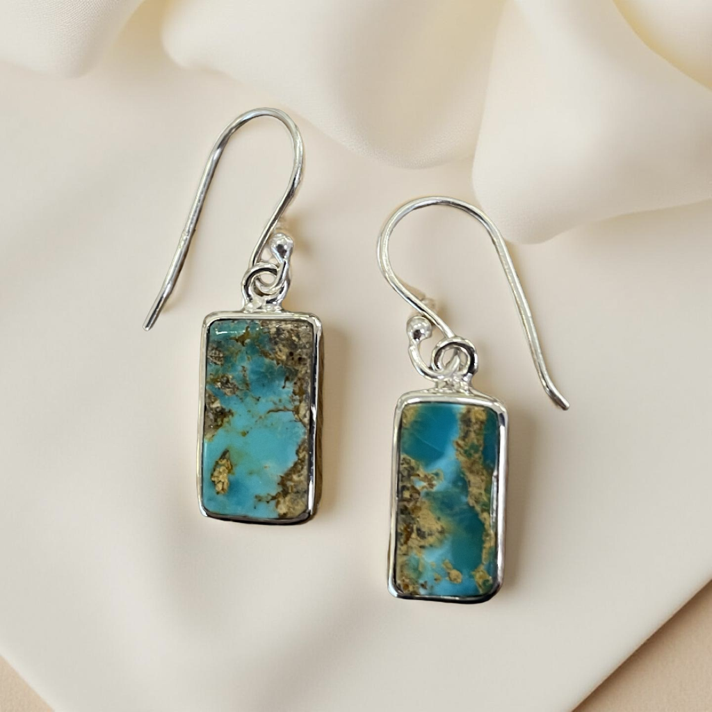 Turquoise rectangle drop earrings